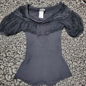 Rare Vintage Jean Paul Gaultier Off the Shoulder Sheer Black Top